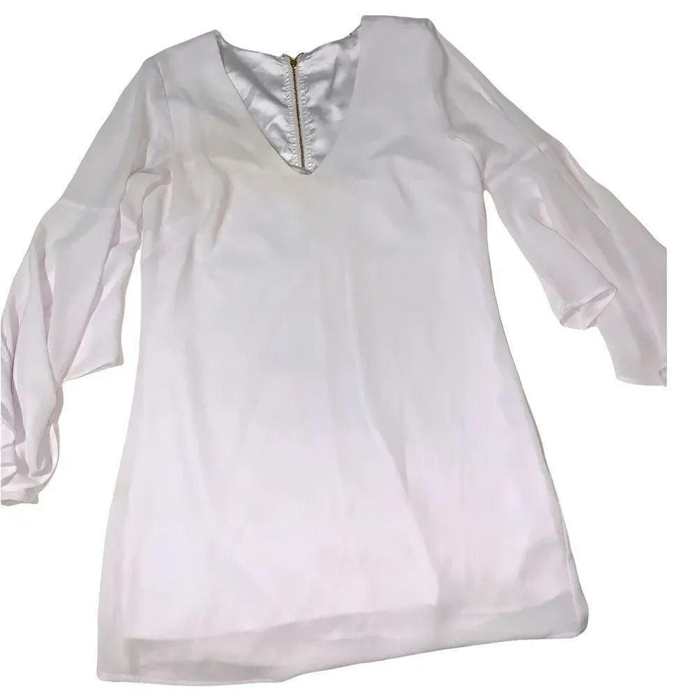 Bebe white bell sleeve dress